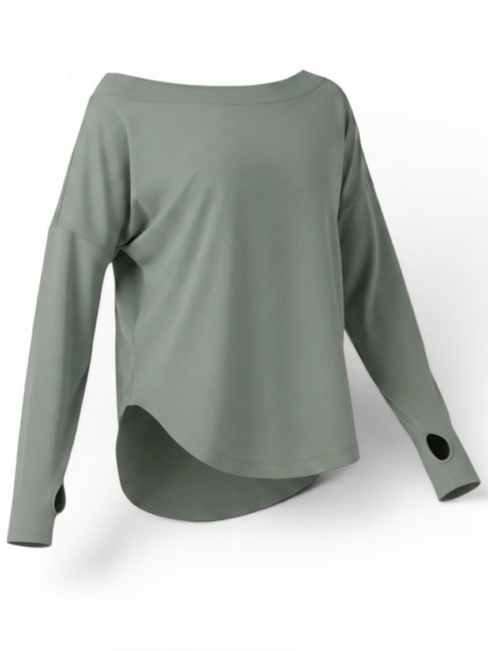 One Shoulder Long Sleeve Thumb Hole Curved Hem High Low Quick Dry Yoga Top